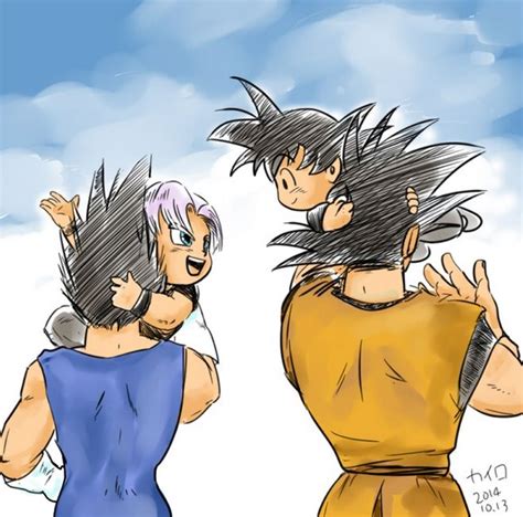 Vegeta Trunks Goku And Goten Dragones Dragon Ball Personajes De Dragon Ball