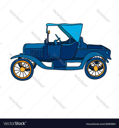 Vintage car drawing simple design easy Royalty Free Vector