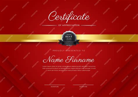 Premium Vector Red And Gold Certificate Of Achievement Border