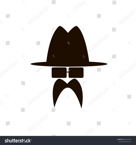 Silhouette Man Hat Glasses Mustache Vector Stock Vector Royalty Free 587337254 Shutterstock