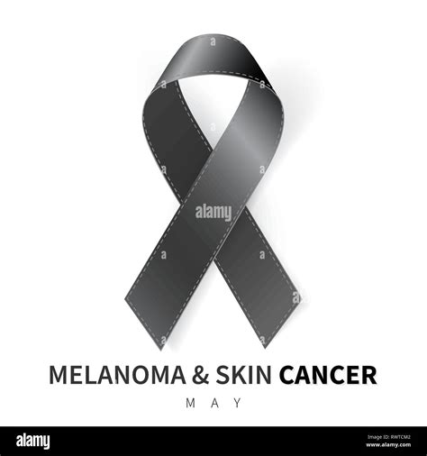 Melanoma And Skin Cancer Awareness Month Realistic Black Ribbon Symbol