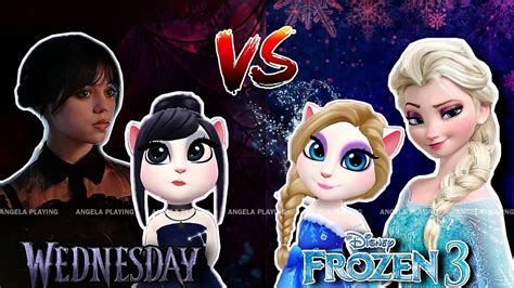 My Talking Angela 2 New Gameplay Wednesday Addams Vs Elsa The