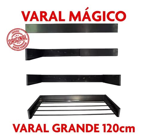 Varal Secreto Parede Retratil 120cm 7 Varetas Aluminio Parcelamento