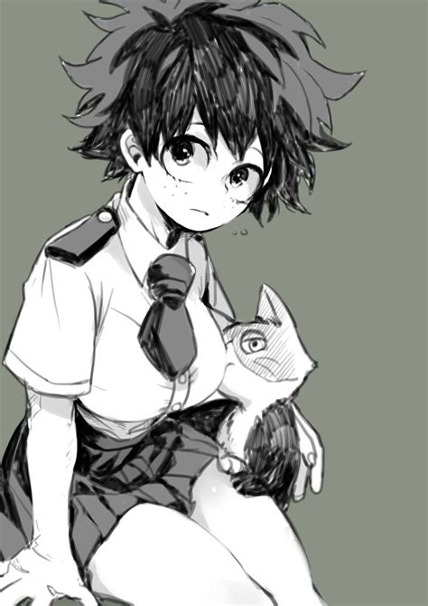 Genderbend Midoriya Izuku And Cat Todoroki Shouto Hero My Hero Hero Girl