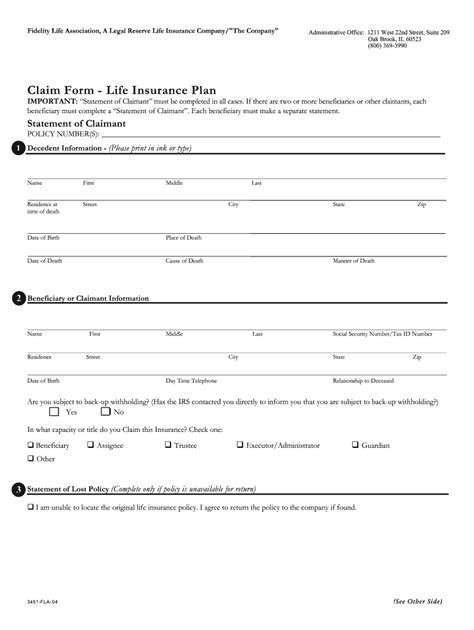 American General Life Insurance Claimants Statement 2004 2025 Form