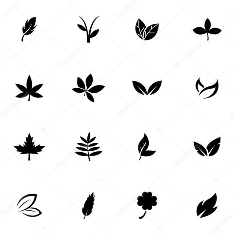 Vector Black Leaf Icons Set Stock Vector Skarin1 44483505