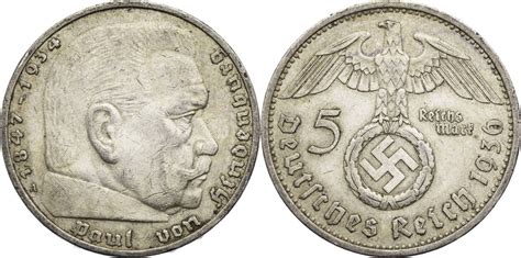 Drittes Reich Reichsmark A Hindenburg Kursm Nze Ss