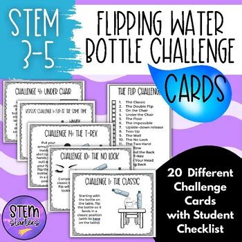 Water Bottle Flip Challenge Cards By Stem Starters Tpt