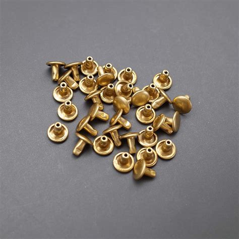 Solid Brass Double Cap Rivets 6 Set