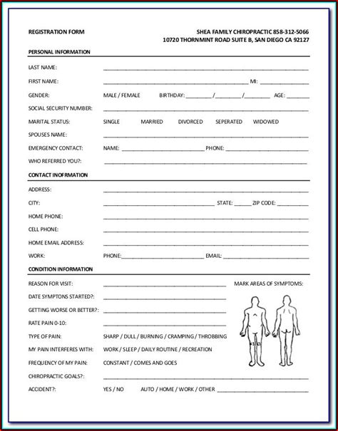 Free Printable Chiropractic New Patient Forms Printable Forms Free Online