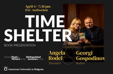 Book Presentation Time Shelter With Georgi Gospodinov And Angela Rodel