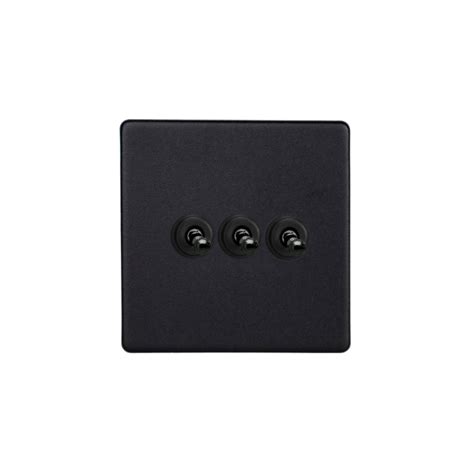 Matt Black Urban Screwless 3 Gang 10a 1 Or 2 Way Toggle Switch Xdyt3smb United Electrical