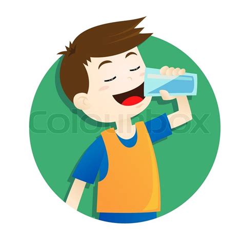 Vector Illustration Of A Boy Drinking Stock Vector Colourbox