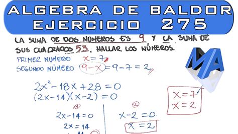 Solución del Ejercicio 275 Algebra de Baldor YouTube