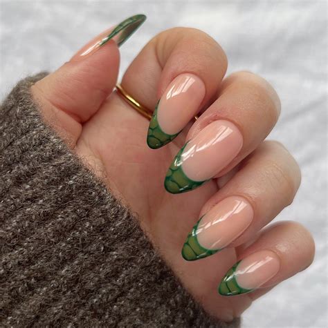 Olive Reusable Hand Made Set Of Green Croc Print Press On Nails