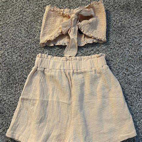 Nude Bandeau Top And Short Set Bushpop