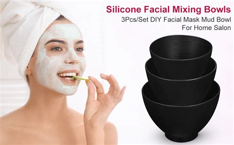 Fomiyes 3pcs Silicone Facial Bowl Set Facial Mask Mixing Bowls Diy