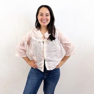 Vintage 1960s 60s Pink Bed Jacket Lingerie Boudoir Nightie Top Nanette Etsy