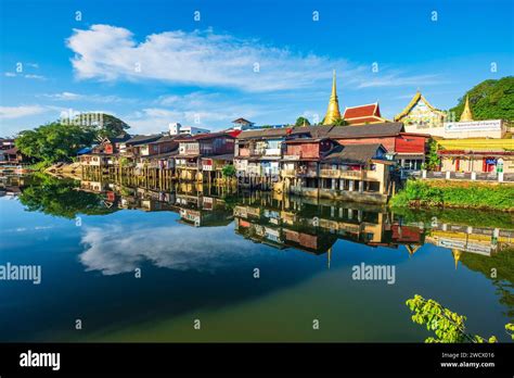 Thailand Chanthaburi Chanthaboon Waterfront Community Lined With