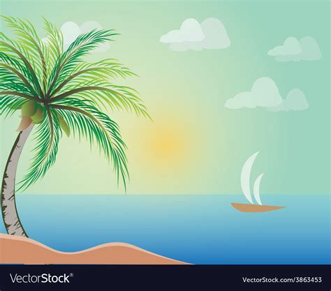 Coconut Trees Beach Drawing