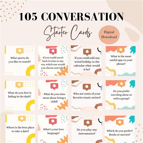 Printable Conversation Starters Cards Table Talk Conversations