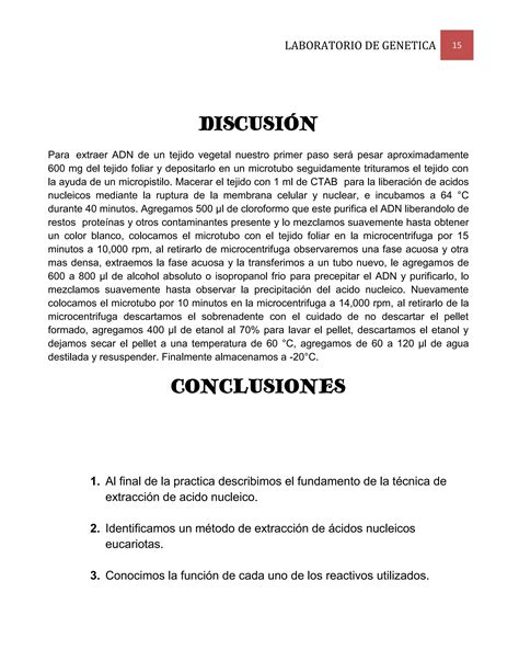 Extraccion De Acidos Nucleicos Lab Genetica Unah Pdf