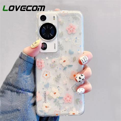 Funda De Tel Fono Con Flores Para Huawei Carcasa Suave Con Purpurina