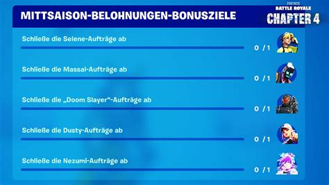 Mittsaison Belohnungen Bonusziele Fortnite Schließe Selene