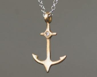 Anchor Necklace In Sterling Silver With Diamond Etsy