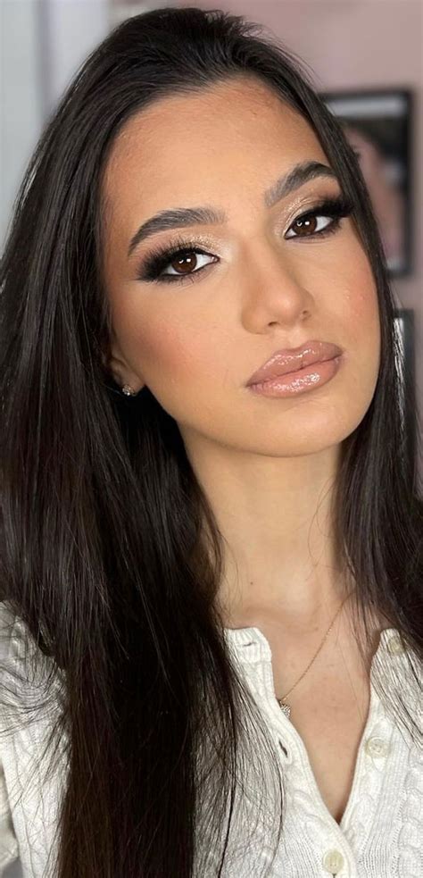 Best Prom Makeup Ideas Brunette Soft Glam Nude Lips