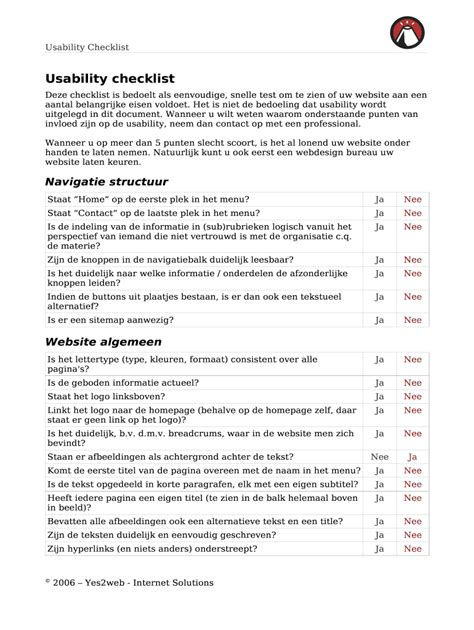 Fillable Online Usability Checklist Fax Email Print Pdffiller