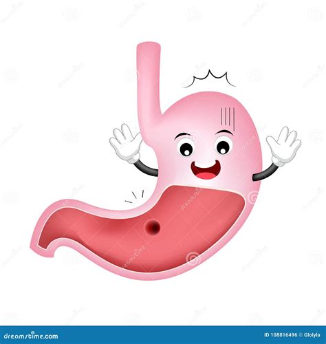 Scared Cartoon Stomach Character Peptic Ulcer Stock Vector