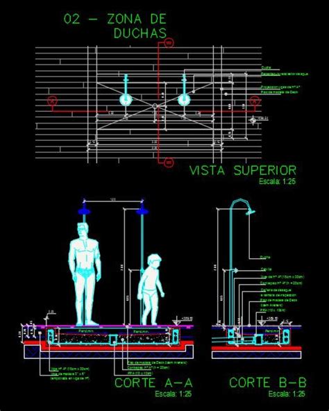 Detalle De Duchas En AutoCAD Librería CAD