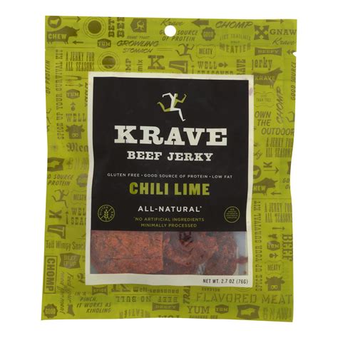 Krave Beef Jerky Chili Lime Case Of 8 2 7 Oz