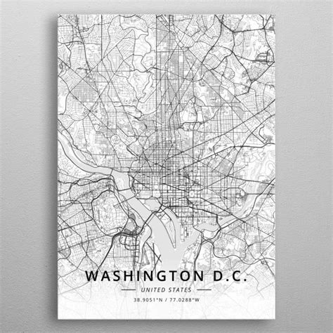 Washington Dc Us Poster By Designer Map Art Displate Map Art Map Art Print City Map Poster