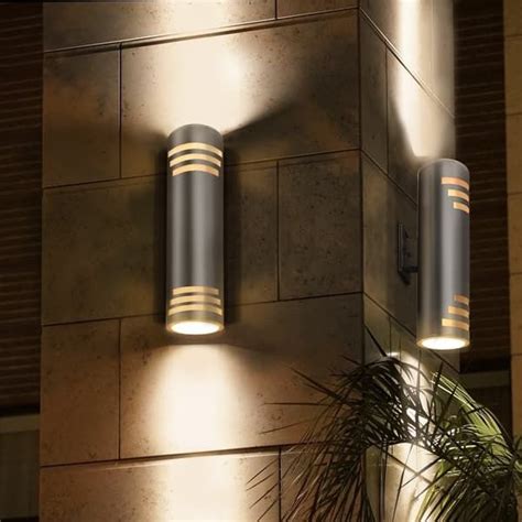 2 Bulbs Modern Outdoor Lighting Cylinder Lamp Outdoor Armed Sconces