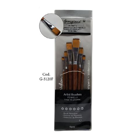 Pack de Pinceles Sintéticos Giorgione Planos x6 G 5120F Mango Corto