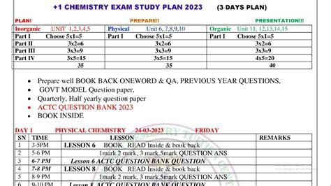 11th Chemistry Public Exam Study Plan 11th Chemistry Public Exam 3