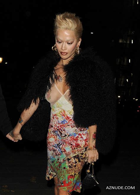 Rita Ora Sexy Spotted Flashing Her Hot Tits In A Beautiful Sheer Dress At Fashion Awards