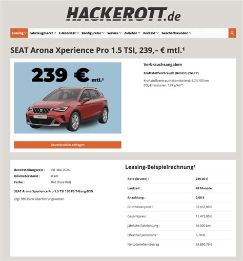 Seat Arona Leasing F R Im Monat Brutto Sparneuwagen De