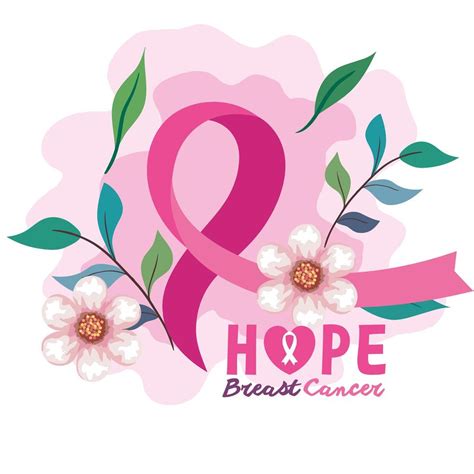 Pink Ribbon Symbol Of World Breast Cancer Awareness Month In October With Flowers And Leaves