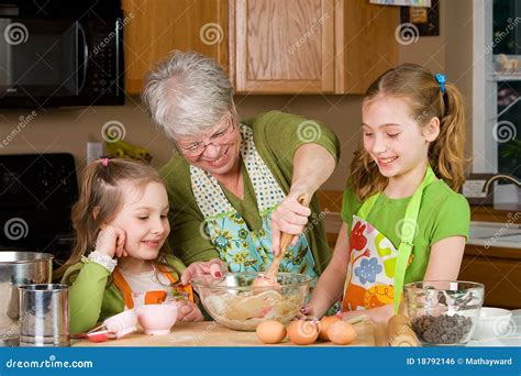 Grandma Baking Cookies In The Kitchen Stock Photo Image Of Children