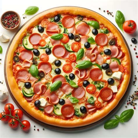 Premium Photo Pizza Pizza Filled With Tomatoes Salami And Olives