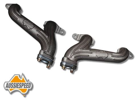 Cast Iron Holden Grey Motor Dual Outlet Exhaust Headers Chrome Bumper