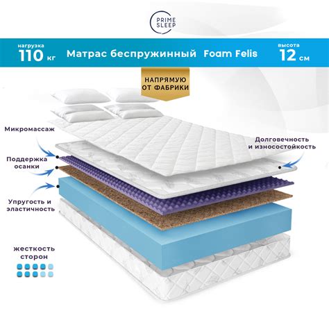 Матрас PRIME SLEEP Prime Sleep Foam Felis/_MO, Беспружинный, 120x190 см ...