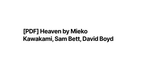 PDF Heaven By Mieko Kawakami Sam Bett David Boyd