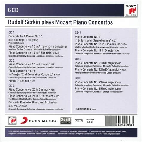 Rudolf Serkin Plays Mozart Piano Concertos Rudolf Serkin Wolfgang