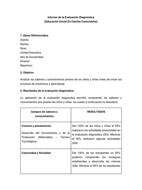 Informe De La Evaluación Diagnóstica 2020 Inicial Primaria Y Secundaria Pdf Evaluación