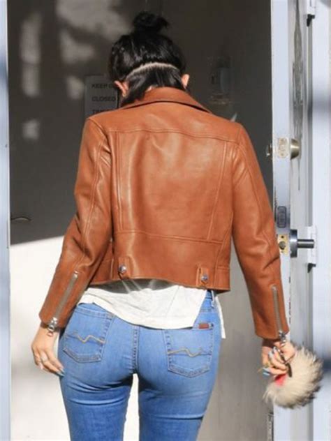 Kylie Jenner Brown Leather Jacket Bay Perfect