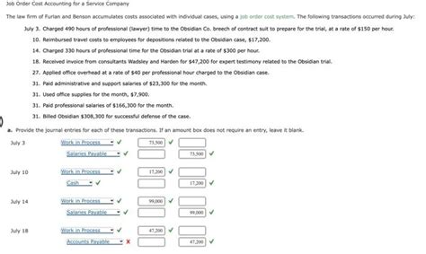 Solved Job Order Cost Accounting For A Service Company The Chegg